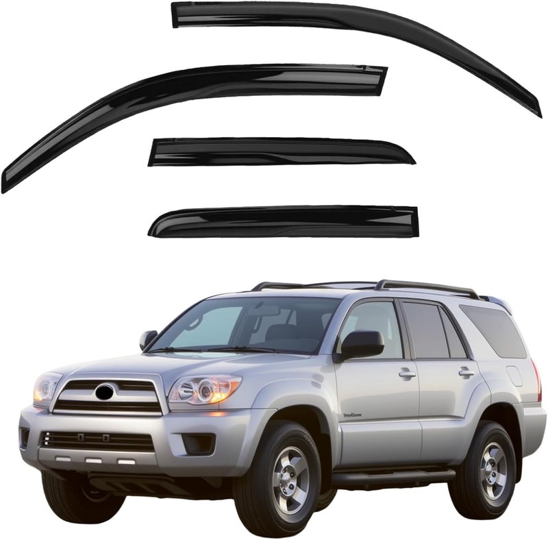 YLSCOO Window Visors Rain Guards fits 2003-2009 4Runner, Out-Channel Window Wind Deflectors Vent Shades Accessories, Dark Smoke 4 Pcs, 2004 2005 2006 2007 2008 - Image 1